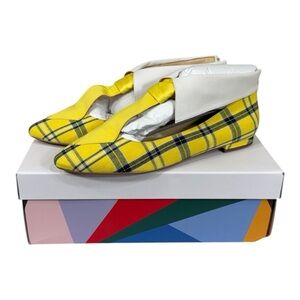 New In Box Katy Perry Collections The Uni Plaid Yellow Flats Size 7.5M